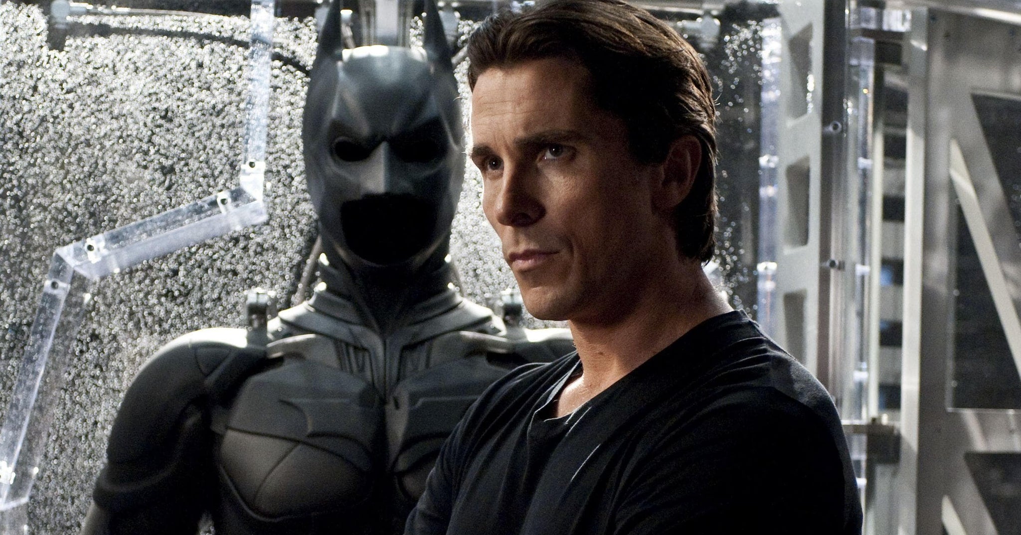 Christian Bale with his Batman suit