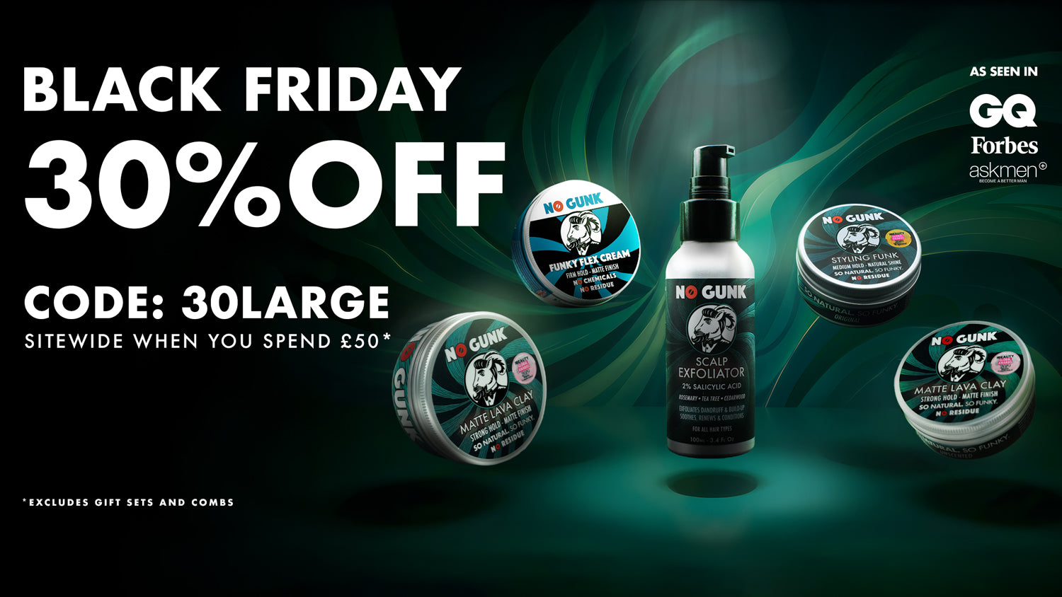 NO GUNK Black Friday Natural Hair Styling Deodorant Grooming Products Organic Hair Wax Clay For Men Styling Funk Matte Lava Clay Putty Gel Fibre Balm